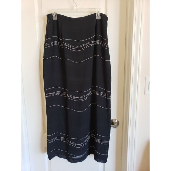 Josephine Chaus black, white striped, maxi, side split skirt, size 14 - Picture 4 of 6